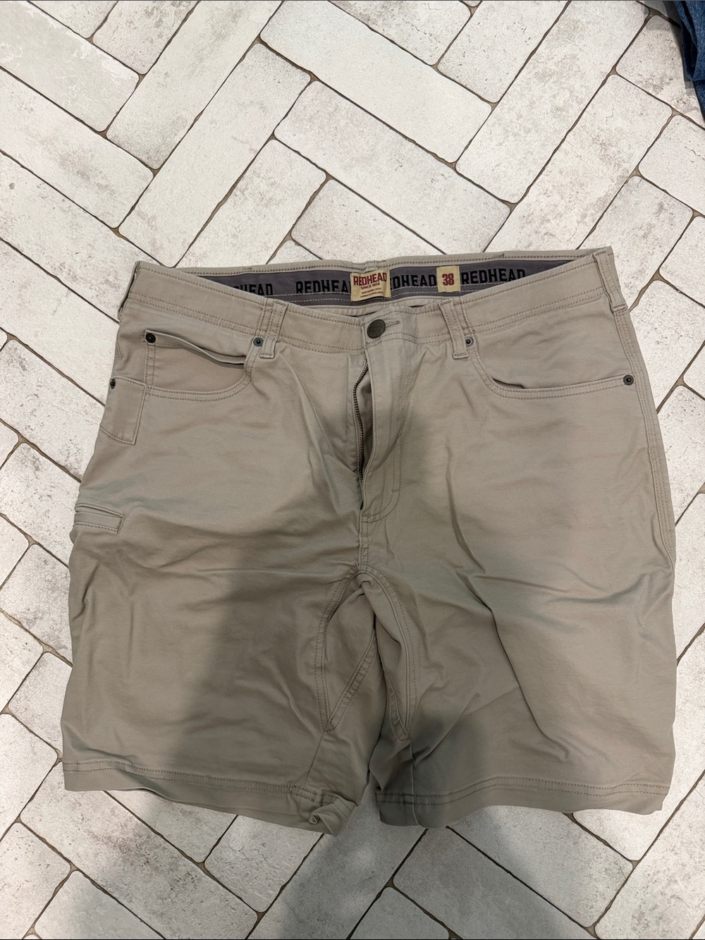 RedHead Men's Light Khaki Flat Front Utility Shorts